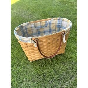 Longaberger 2003 Large Good Ol' Summertime Boardwalk Basket, Protector, Liner